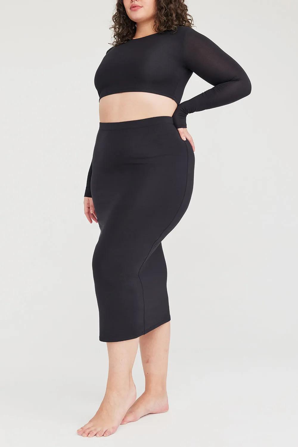 365 BODYCON MIDI SKIRT - SHADOW BLACK