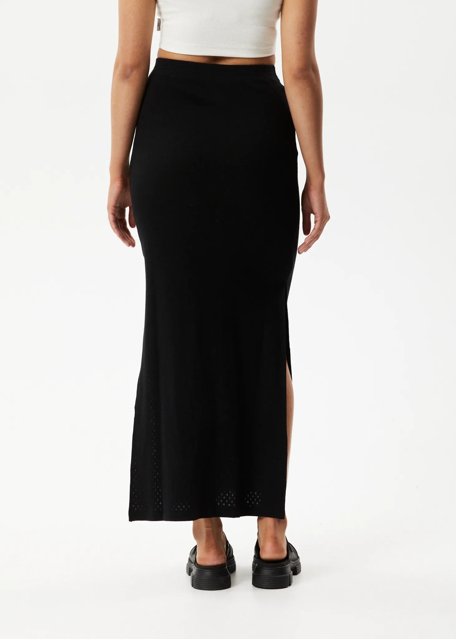 AFENDS Womens Lilah - Pointelle Maxi Skirt - Black