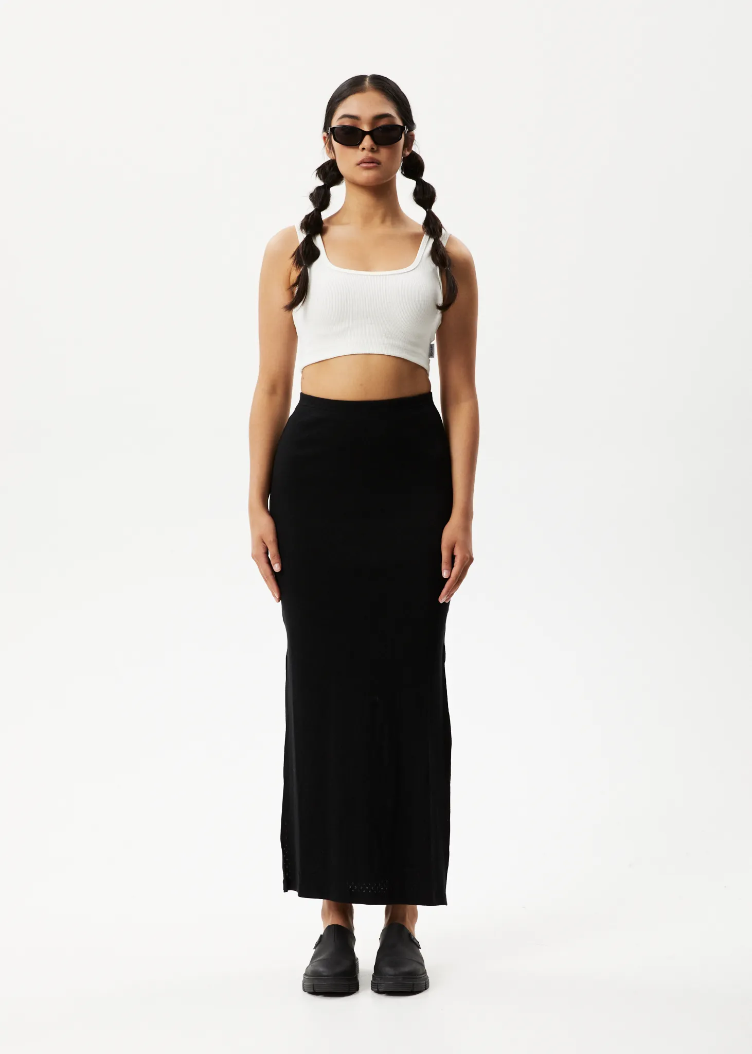 AFENDS Womens Lilah - Pointelle Maxi Skirt - Black