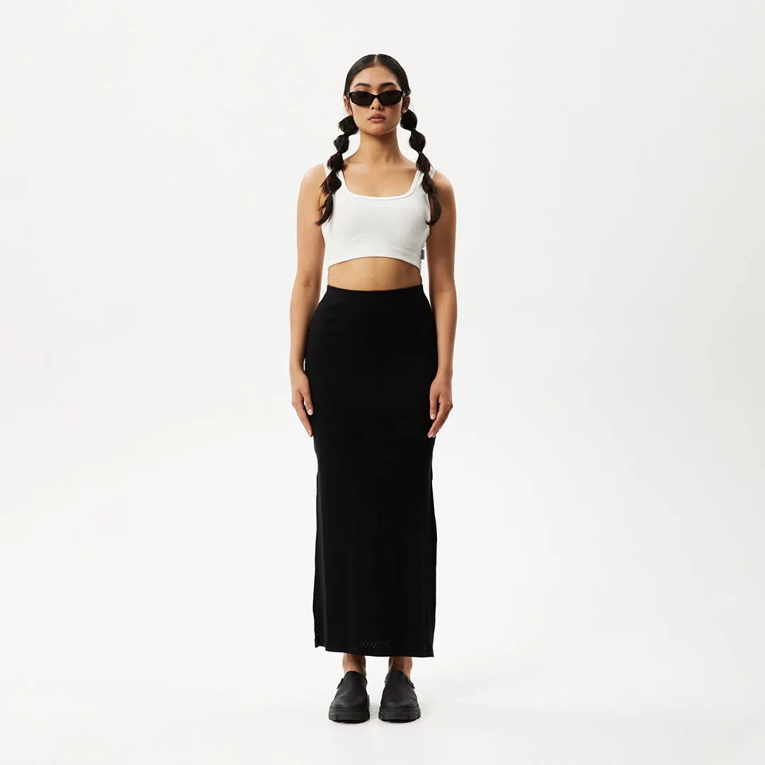 AFENDS Womens Lilah - Pointelle Maxi Skirt - Black