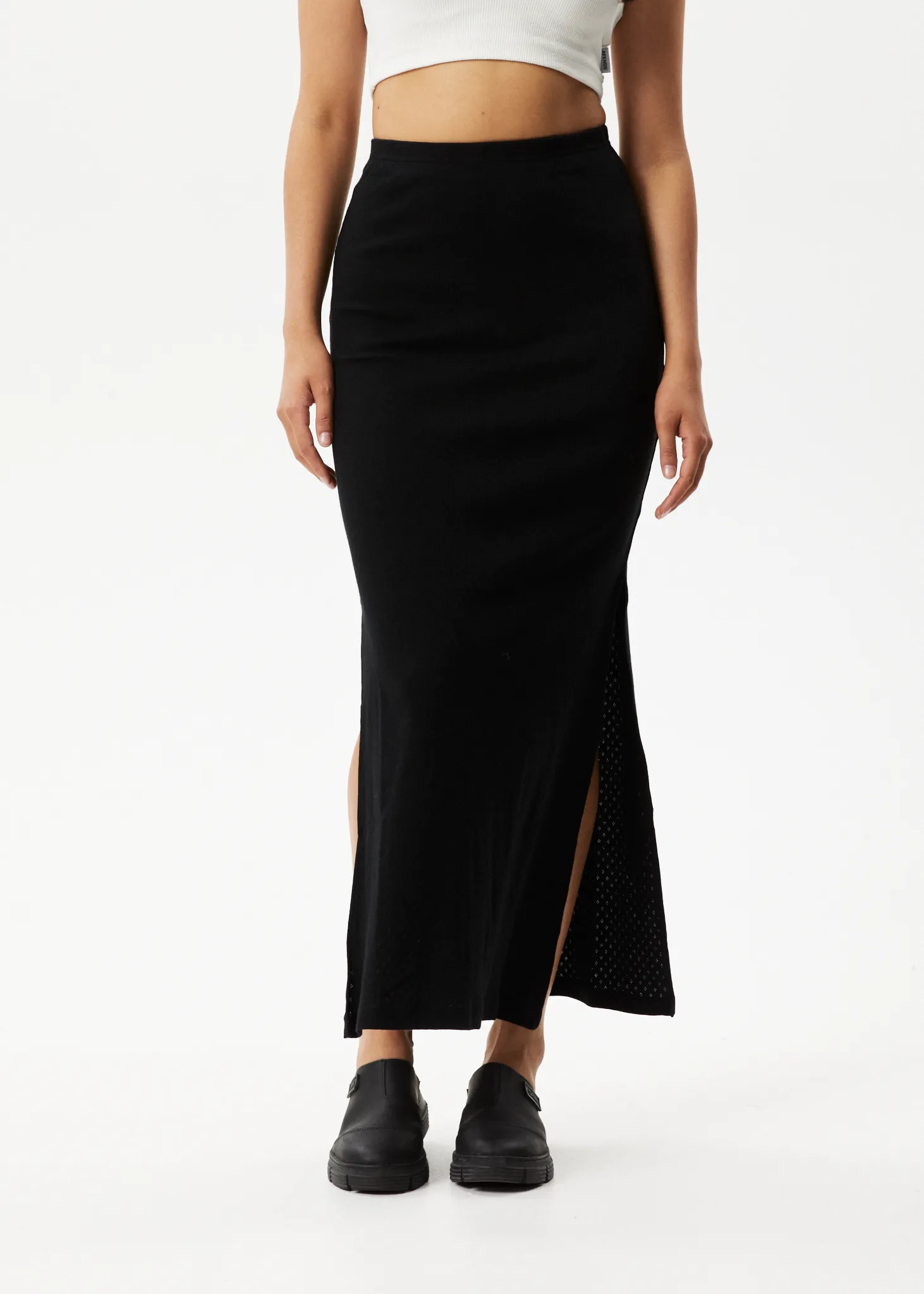 AFENDS Womens Lilah - Pointelle Maxi Skirt - Black