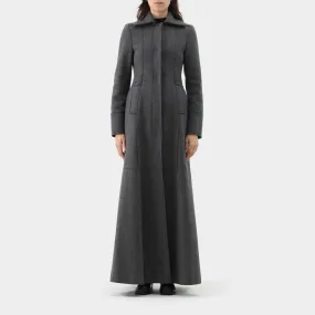 Alberta Ferretti Wool Top Stitch Full Length Coat