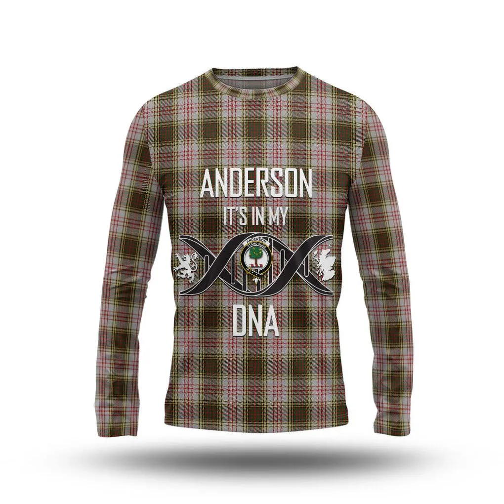 Anderson Dress Tartan Long Sleeve T-Shirt with Family Crest DNA In Me Style