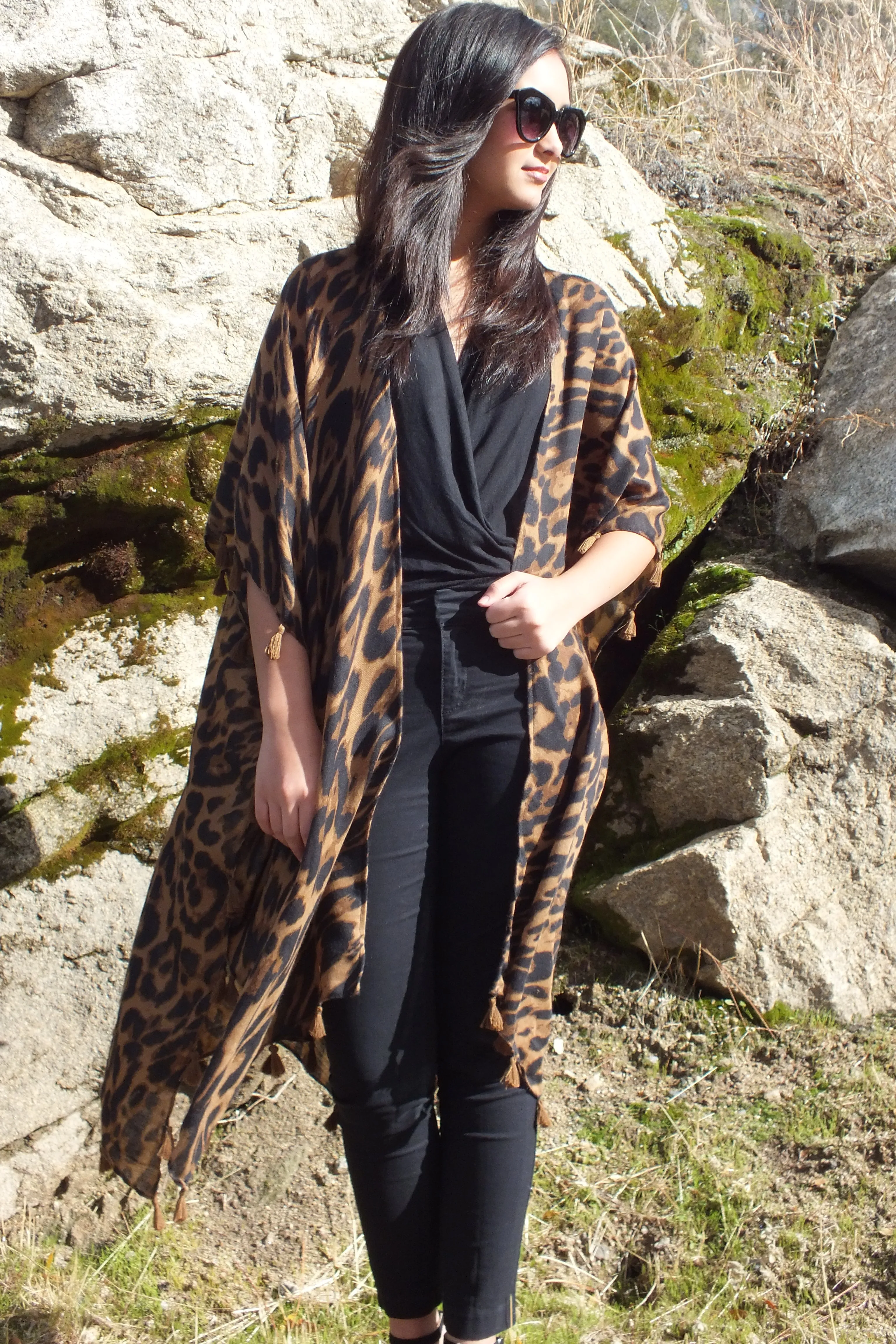 Animal Leopard Print Long Duster Kimono