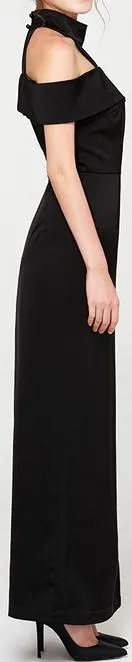 Black Cold-Shoulder Maxi Dress