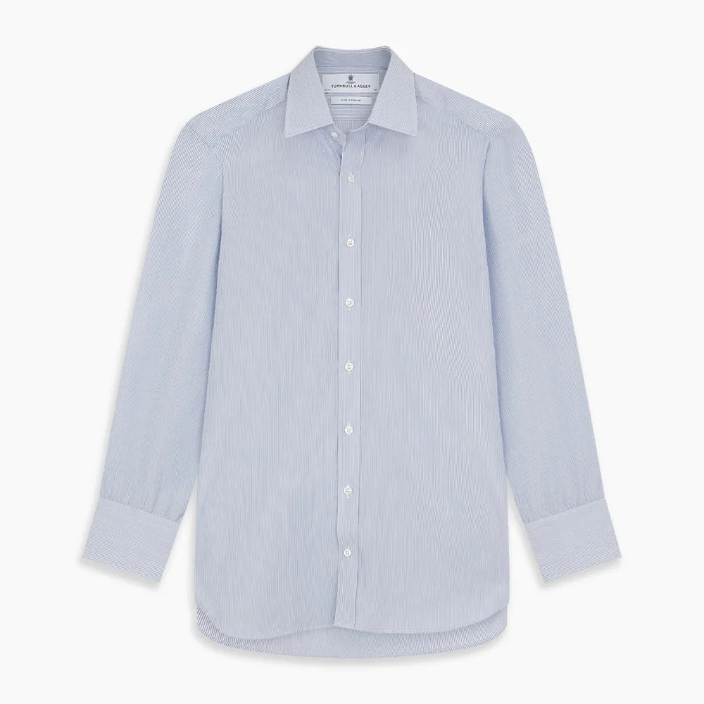 Blue and White Stripe Cotton Regular Fit Mayfair Shirt