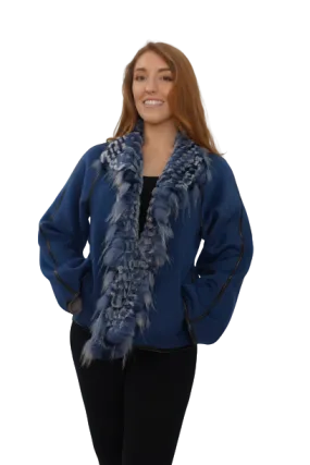 Blue Cashmere/Wool Jacket with Rex and Fox trim