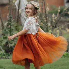 Bohemian Flutter Tea Dress - Burnt Orange