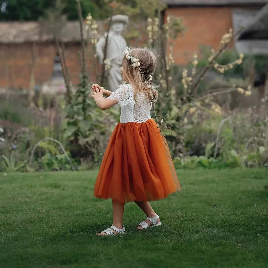 Bohemian Flutter Tea Dress - Burnt Orange