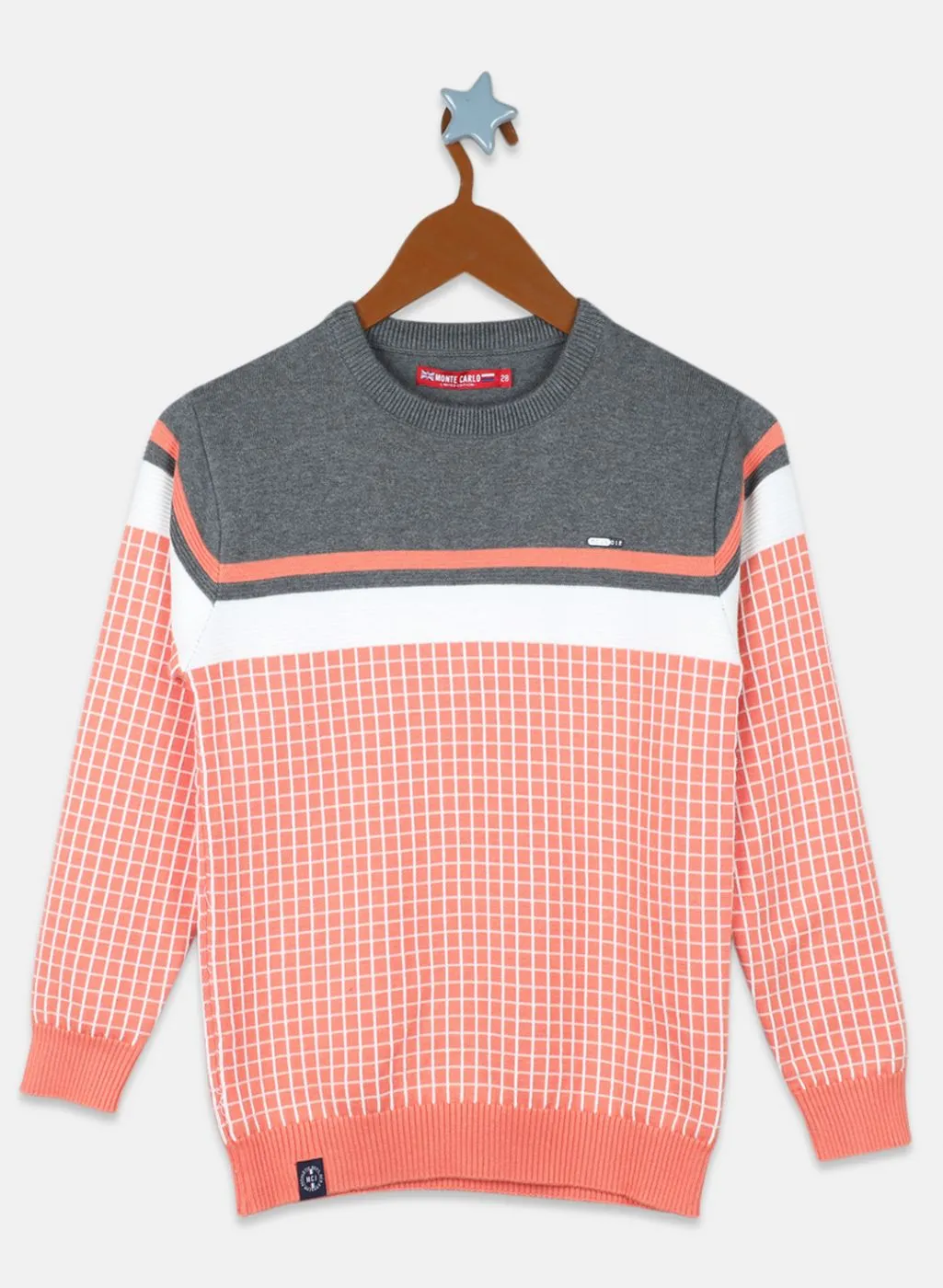 Boys Orange Check Pullover