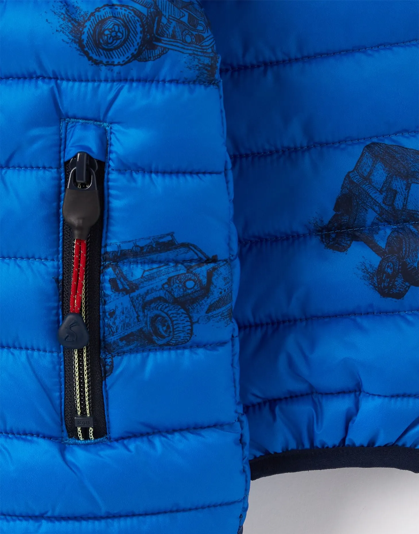 Boys Packable Jacket Blue Print Vehicles | Joules