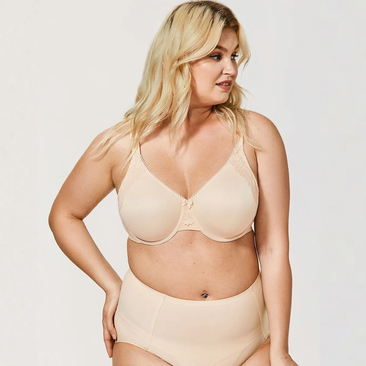 Breathable Cotton Lining Underwire Beige Bra