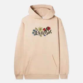 Butter Goods - Floral Embroidered Pullover Hooded Sweatshirt - Tan