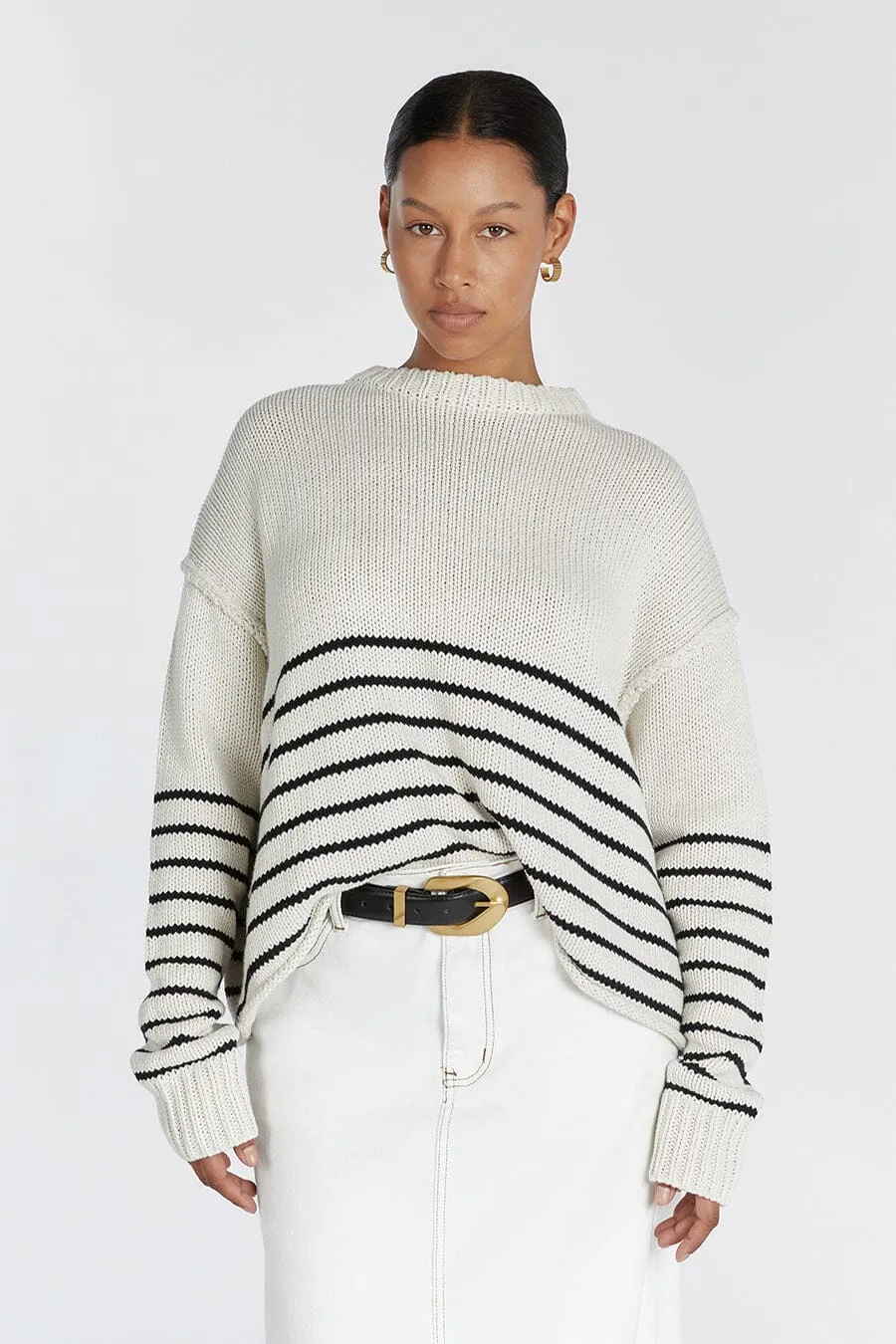 CAMILLE STONE STRIPE CROP JUMPER