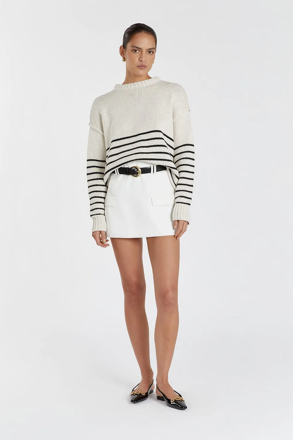 CAMILLE STONE STRIPE CROP JUMPER