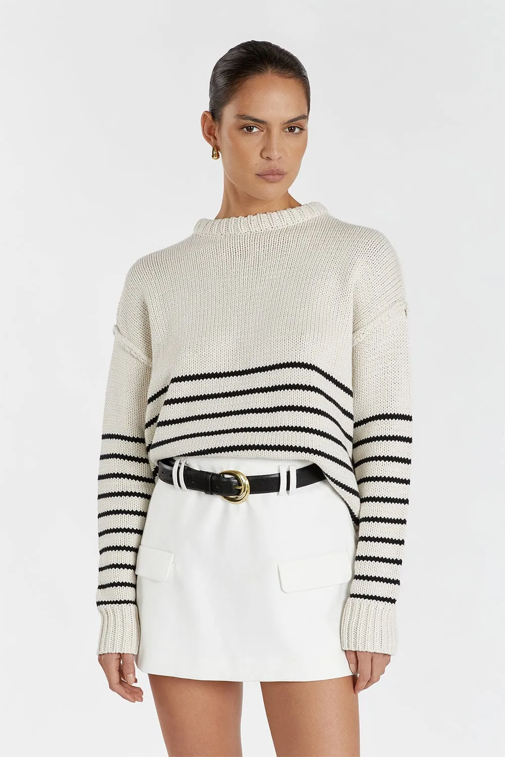 CAMILLE STONE STRIPE CROP JUMPER