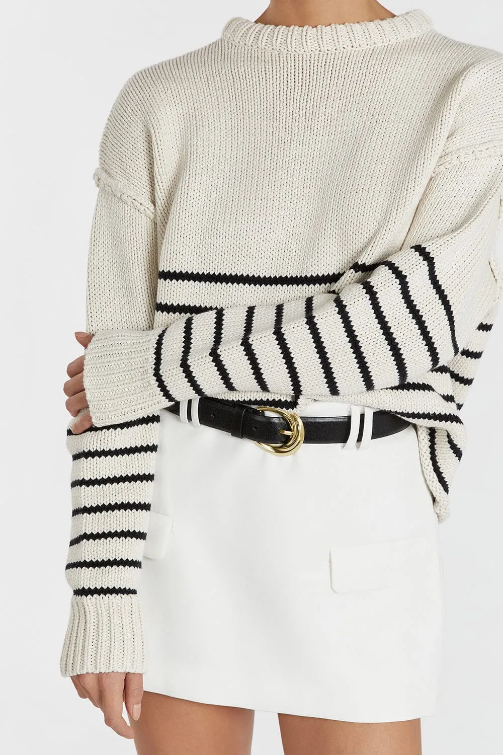 CAMILLE STONE STRIPE CROP JUMPER