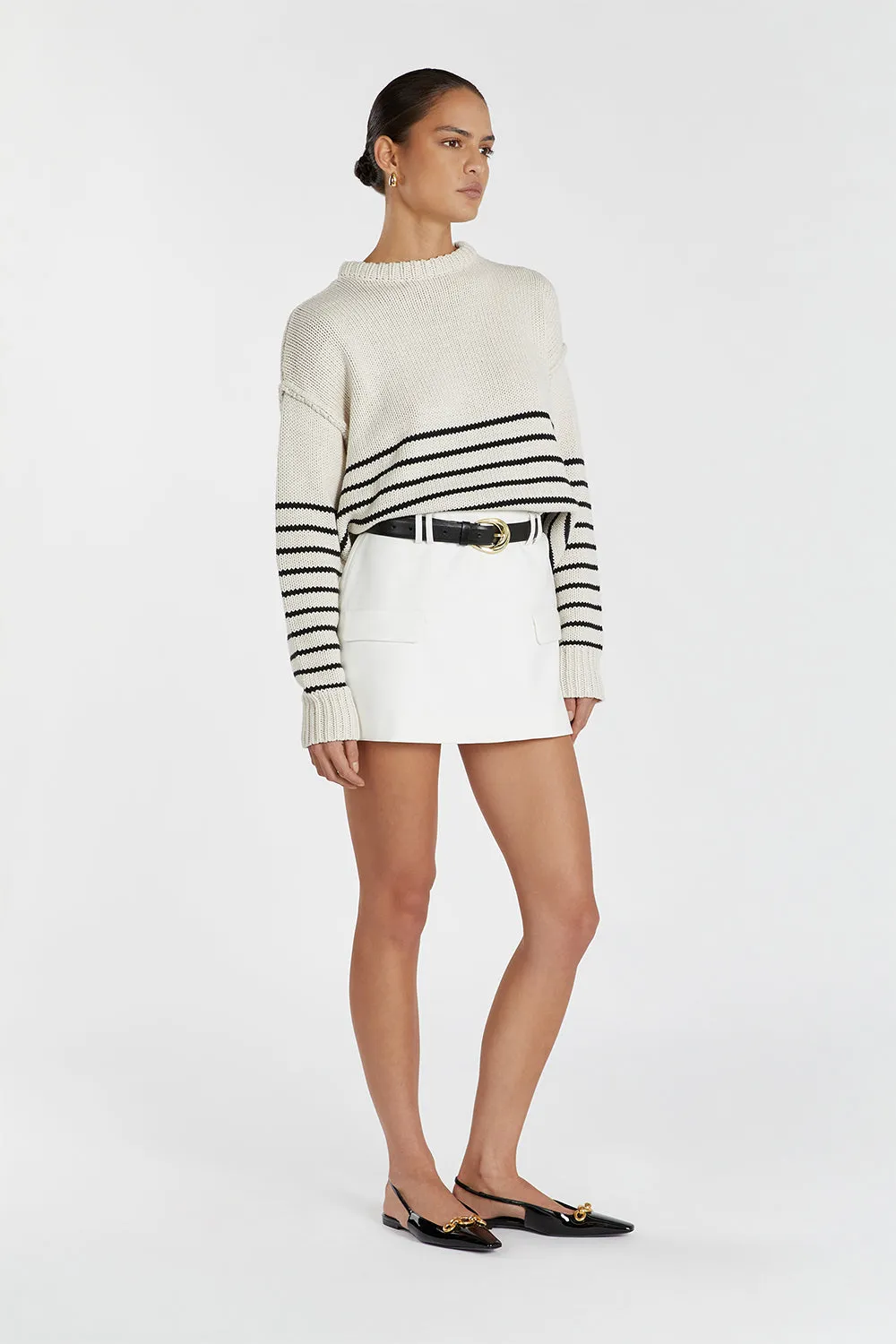 CAMILLE STONE STRIPE CROP JUMPER