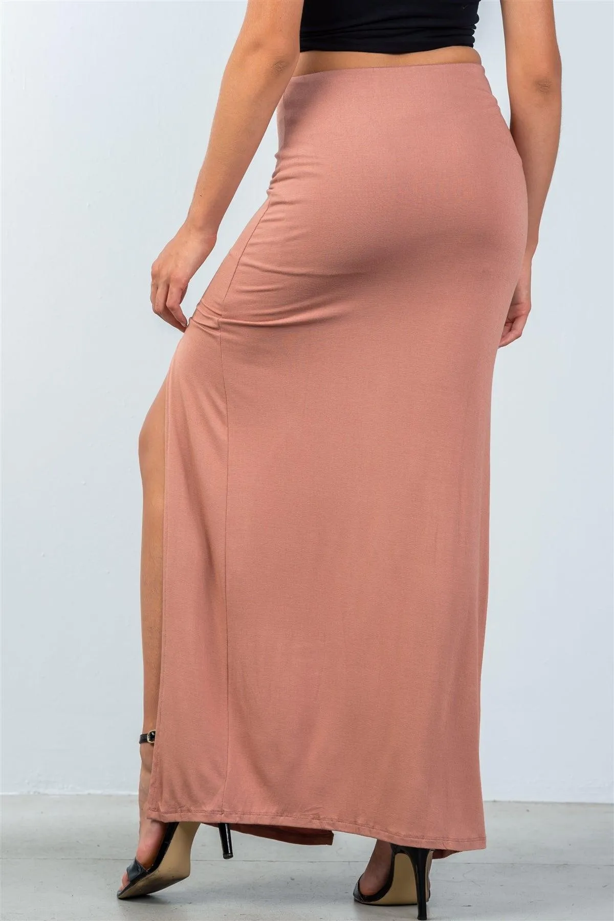 Cinnamon Double Slit High Waist Maxi Skirt /3-2-1