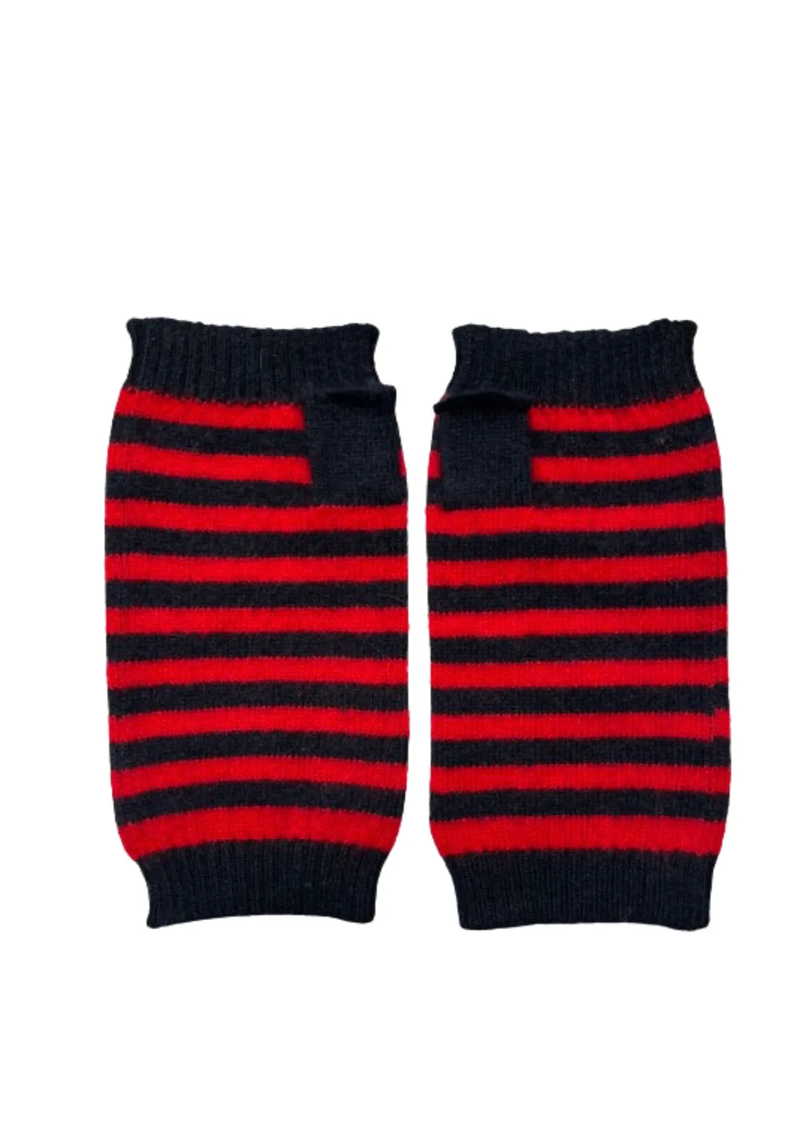 Claudia cashmere wristwarmers in red/navy