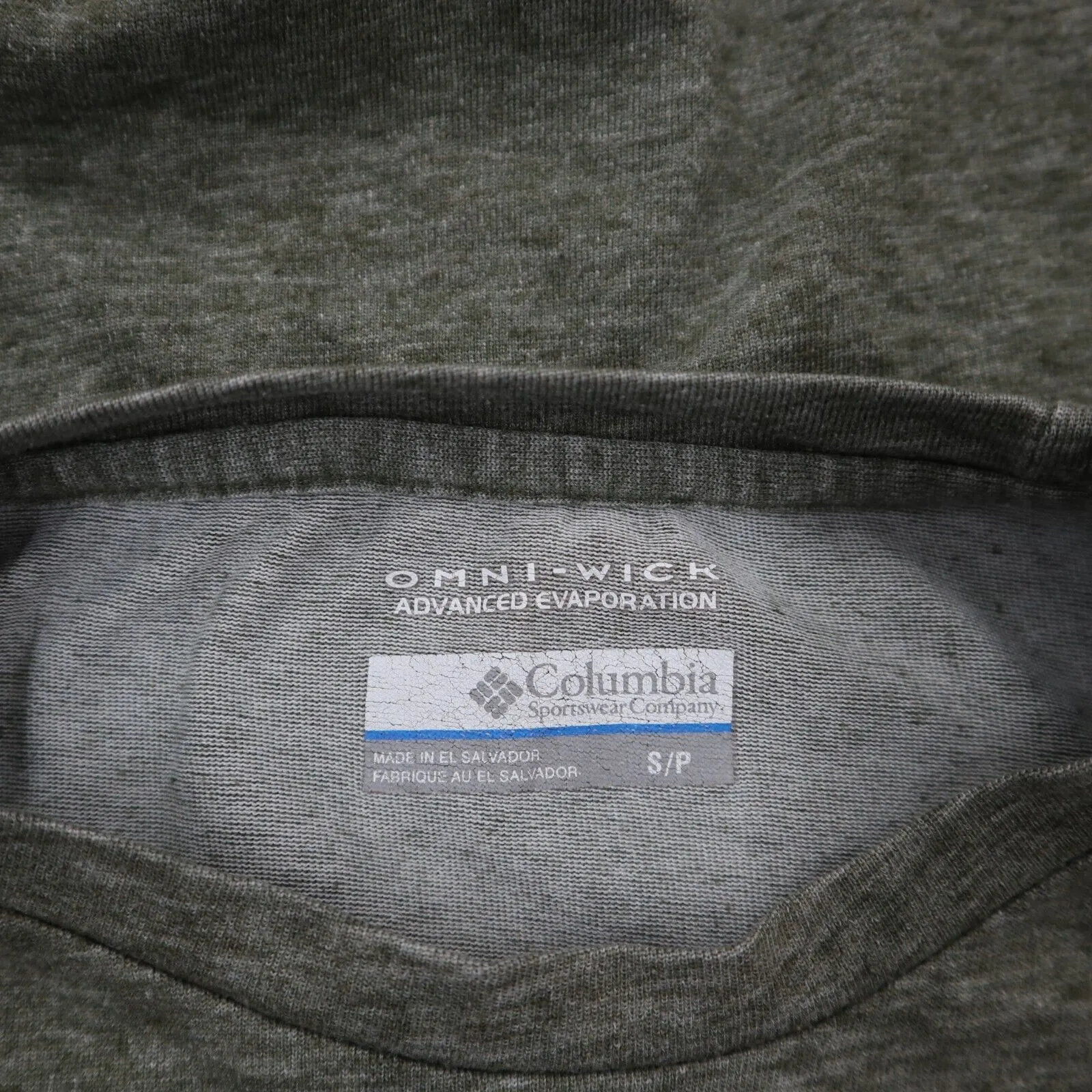 Columbia Mens Pullover T Shirt Crew Neck Short Sleeve Heather Green Size Small