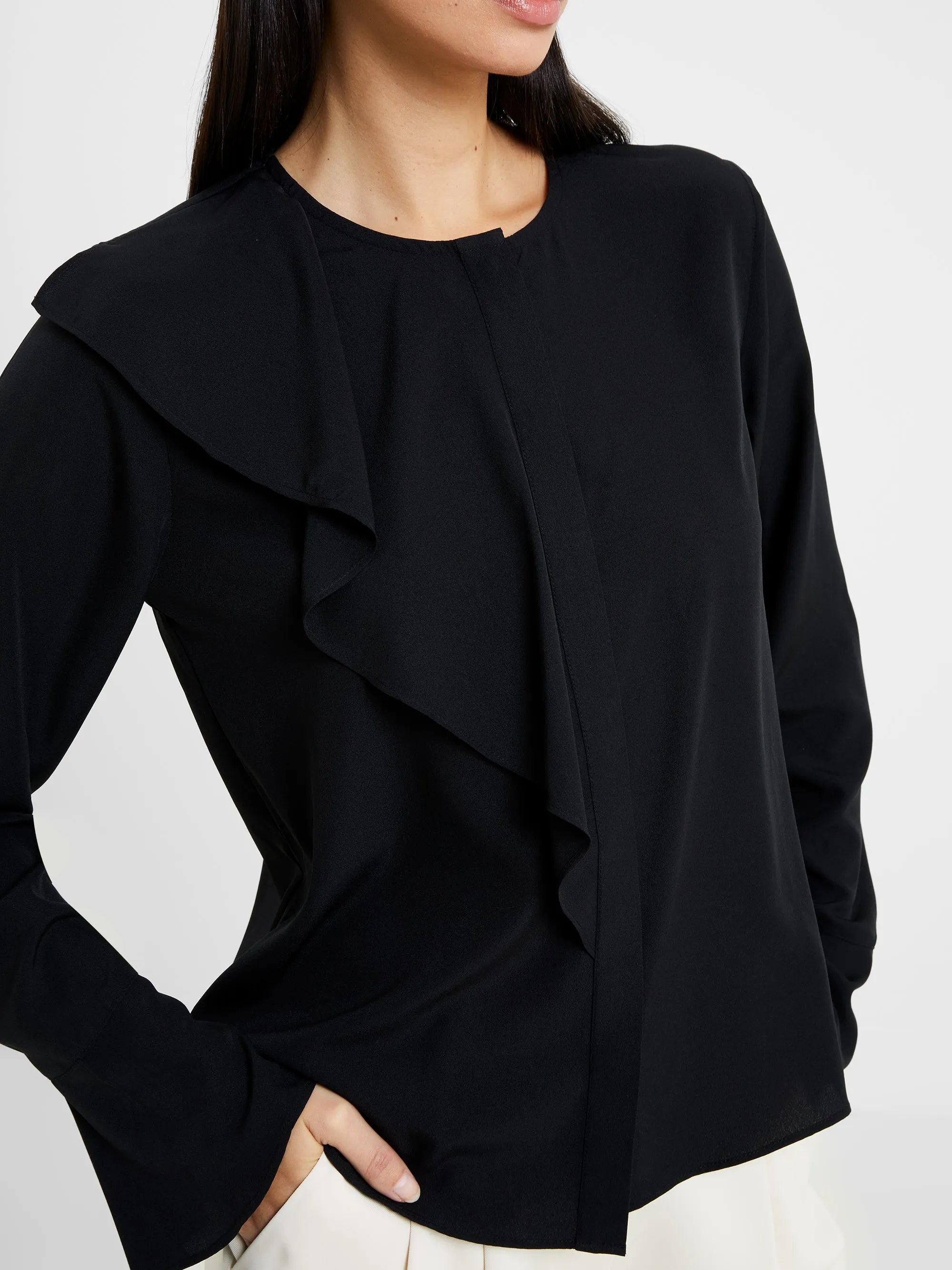 Crepe Light Recycled Asymmetric Frill Shirt