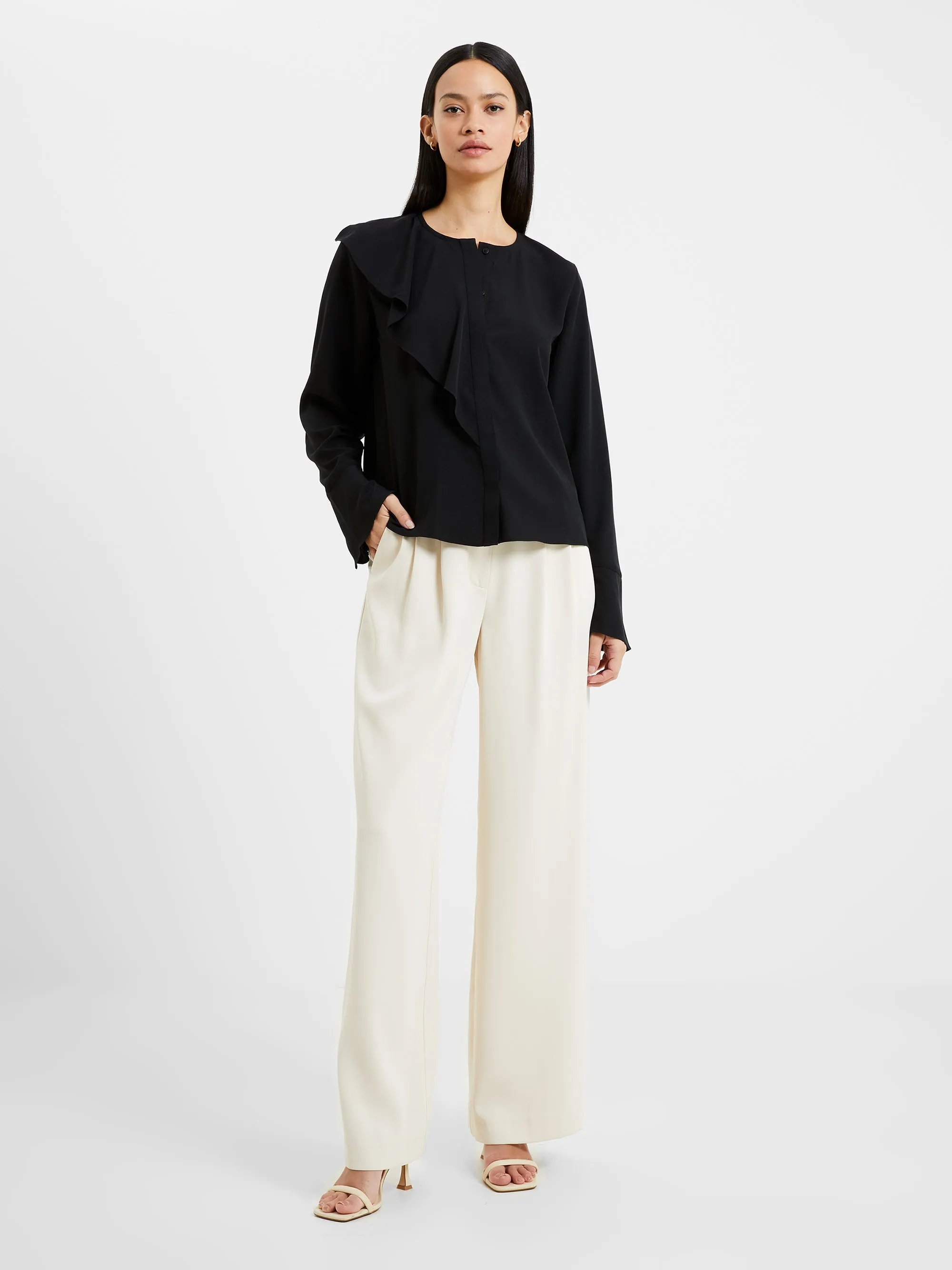 Crepe Light Recycled Asymmetric Frill Shirt