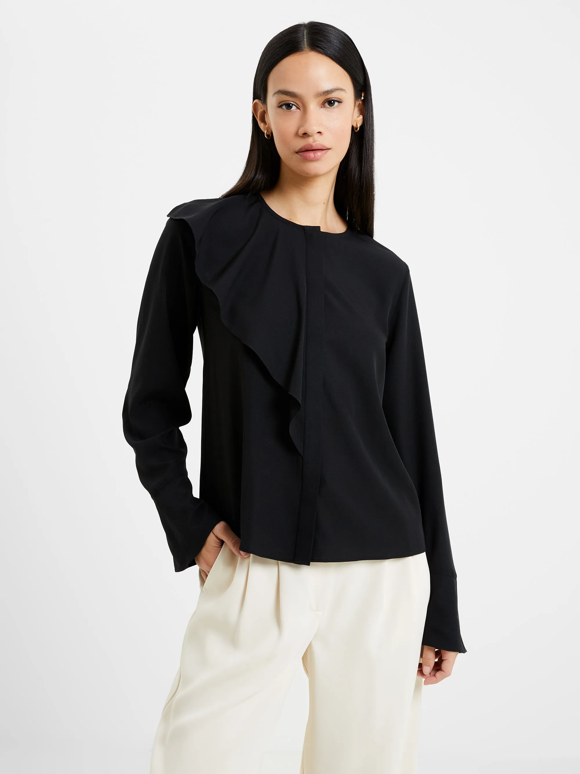 Crepe Light Recycled Asymmetric Frill Shirt