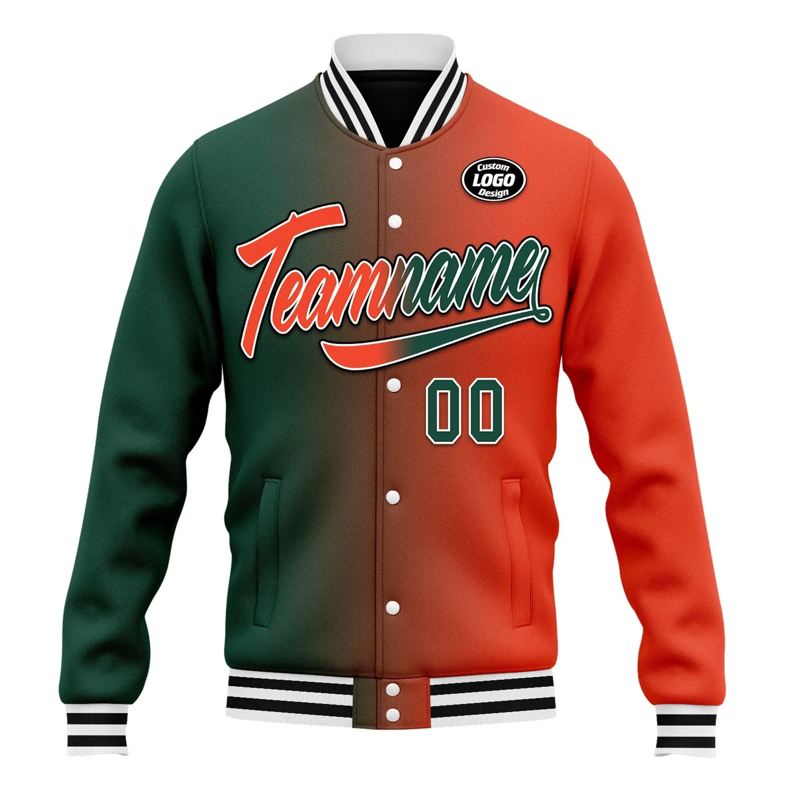 Custom Gradient Fashion Jacket Bomber Full-Snap Varsity Letterman Personalized Jacket FZ005-D028015-6