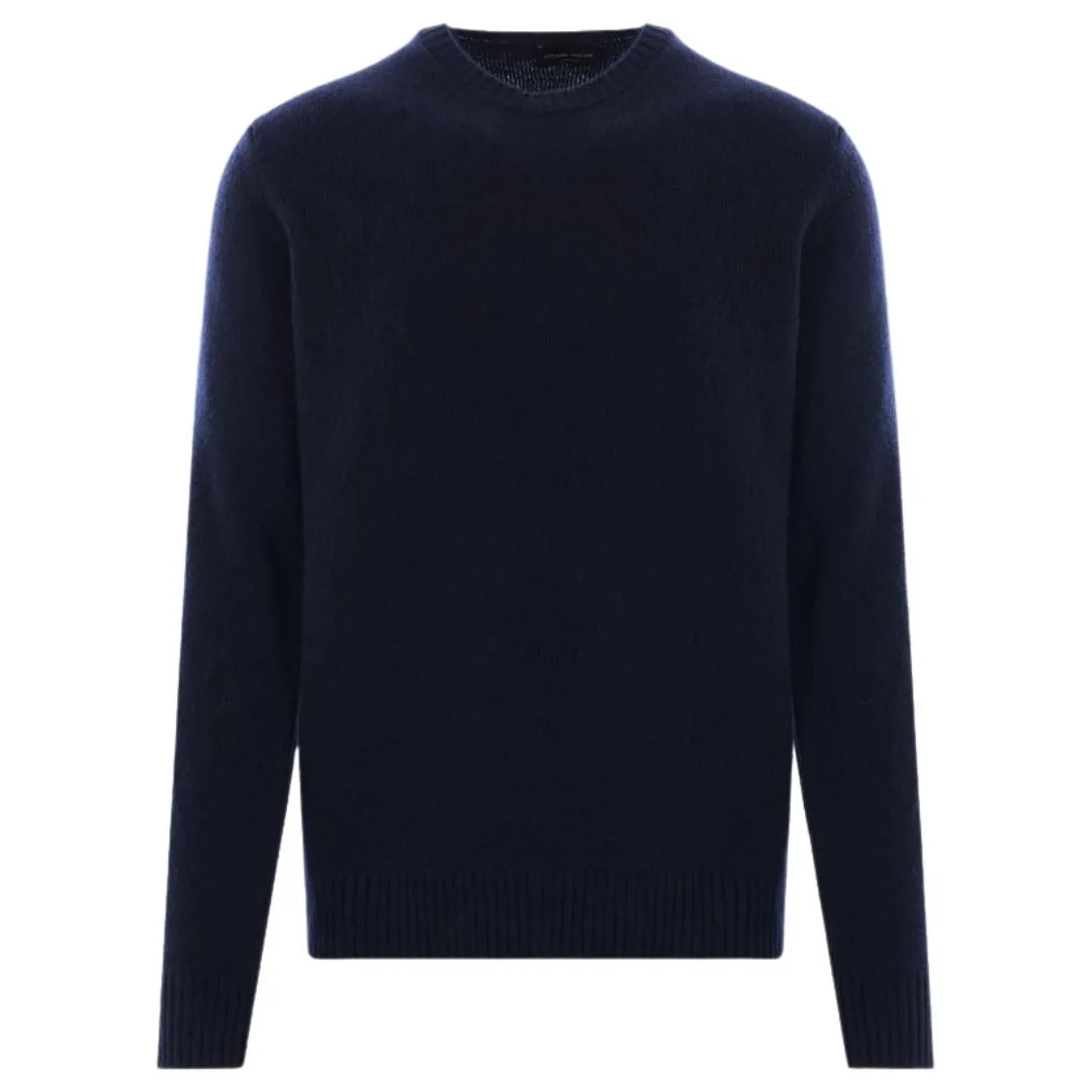 Denim Wool Cashmere Knit Crewneck Sweater