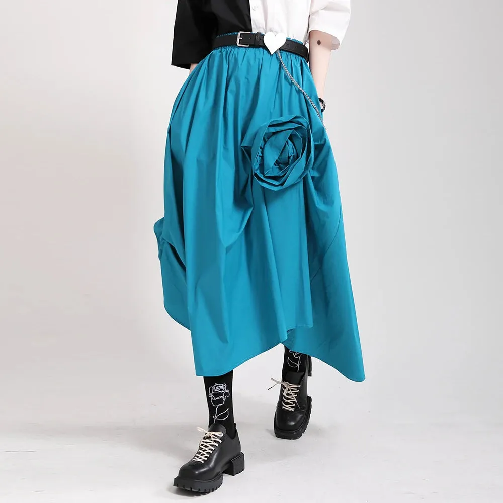 Folds Skirts For Women High Waist Patchwork Floral Summer Temperament Skirt Female Fashion Style Clothing