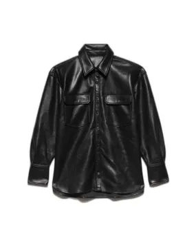 Frame Recycled Leather Shirt Jacket