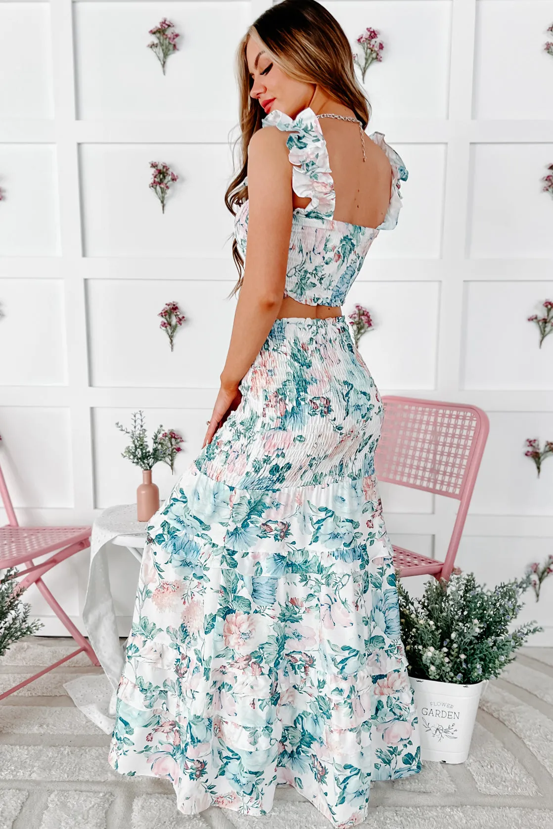 Garden Galavanting Floral Two-Piece Set (White Multi)