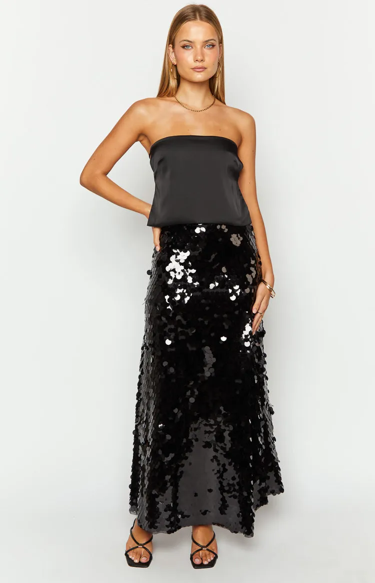 Genevieve Black Sequin Maxi Skirt