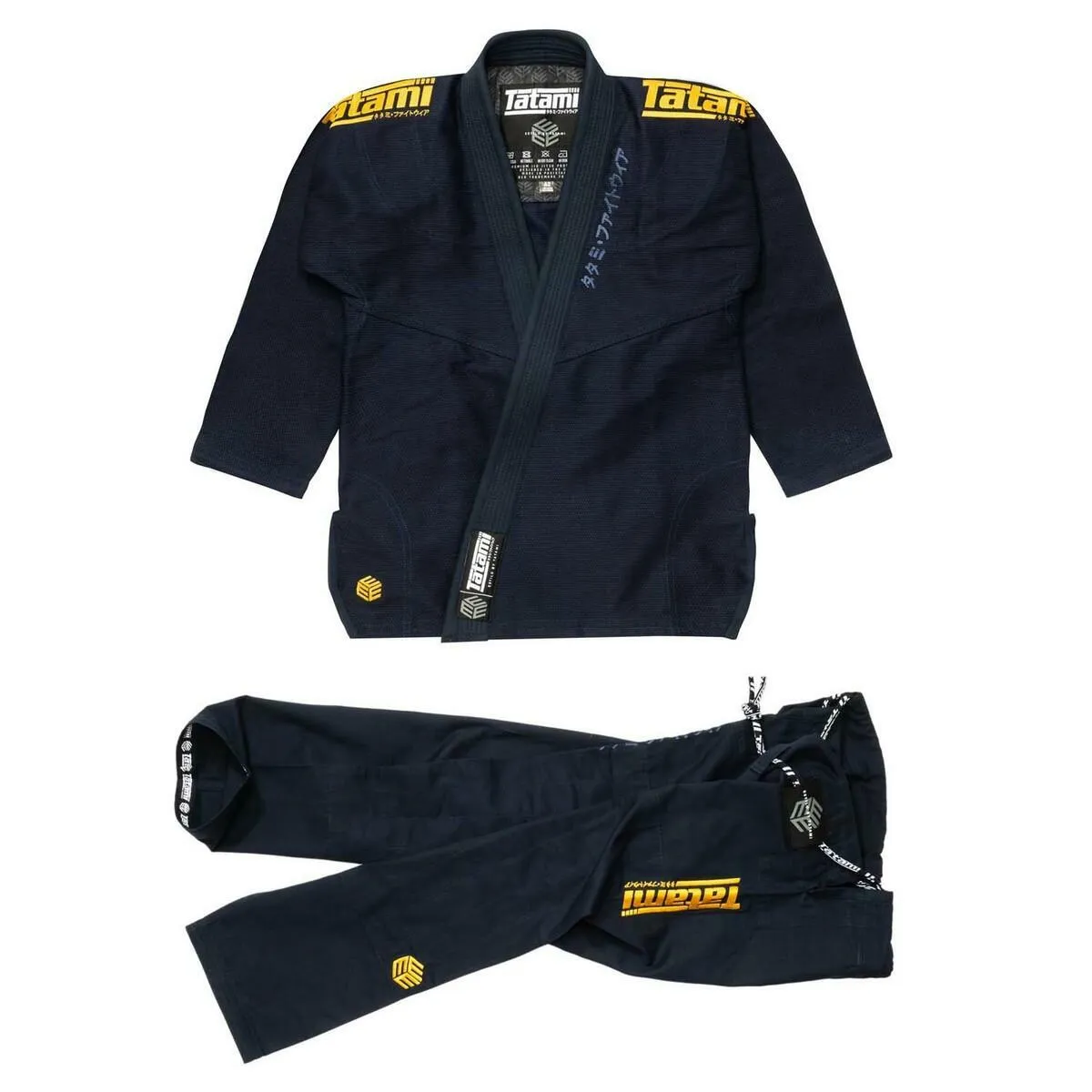 Gold on Navy Tatami Fightwear Estilo Black Label Mens BJJ Gi