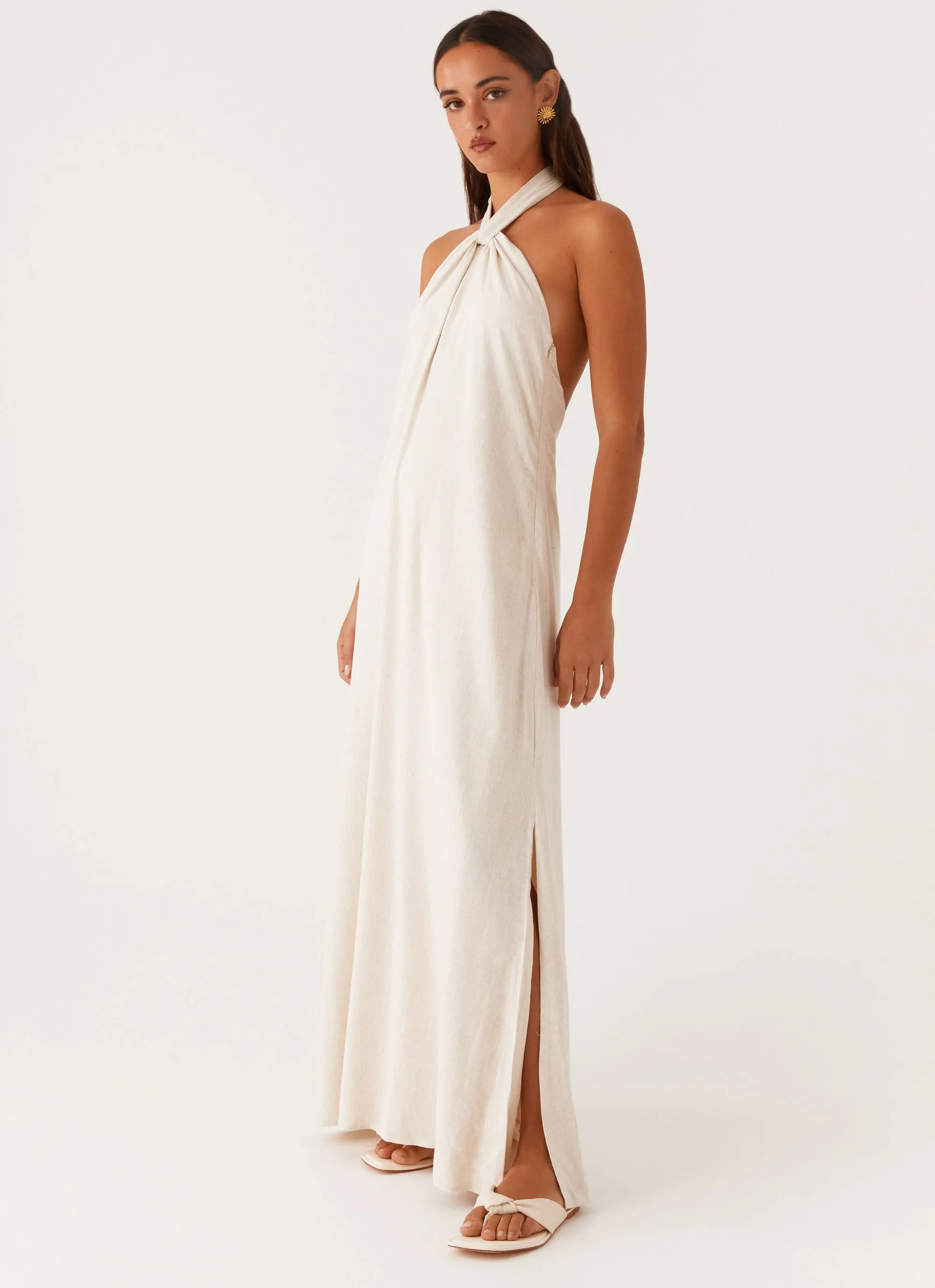 Golden Child Linen Maxi Dress - Oatmeal