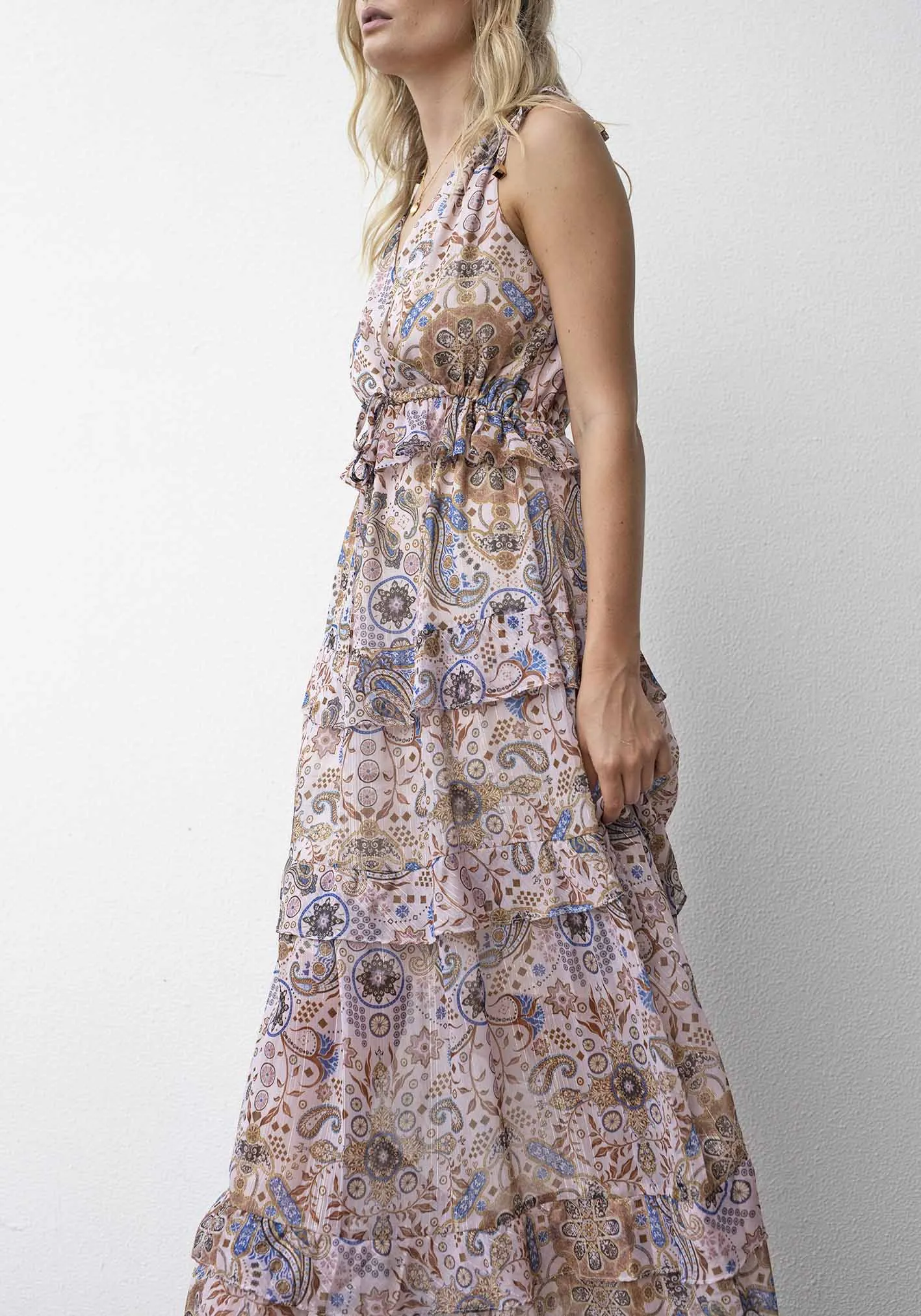 Goldentime Paisley V-Neck Maxi Dress