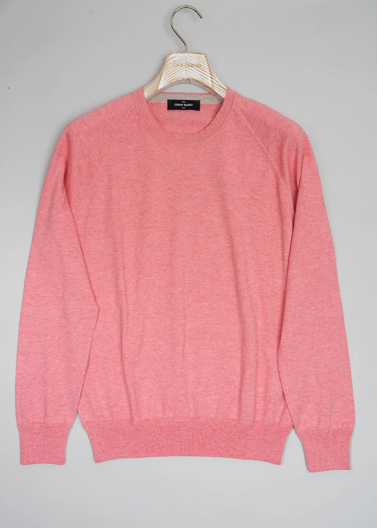 Gran Sasso Cotton Cashmere Raglan Crewneck / Rose Melangé