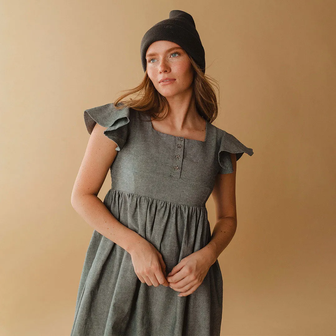 Hailey Maxi Dress, Black Chambray