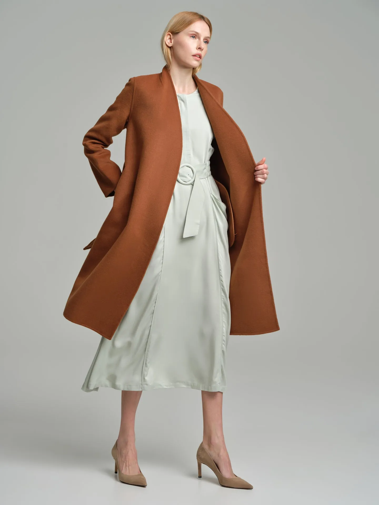 Handmade belted wool coat