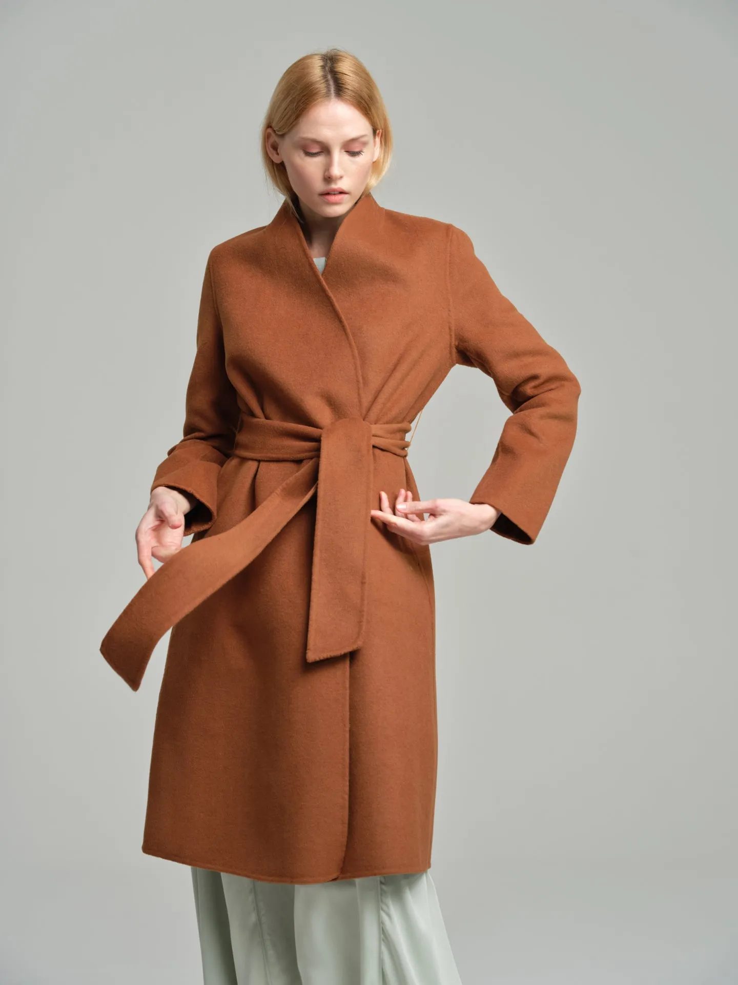 Handmade belted wool coat