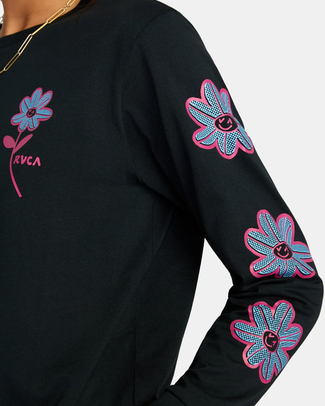 Happy Daisy Long Sleeve Tee - RVCA Black