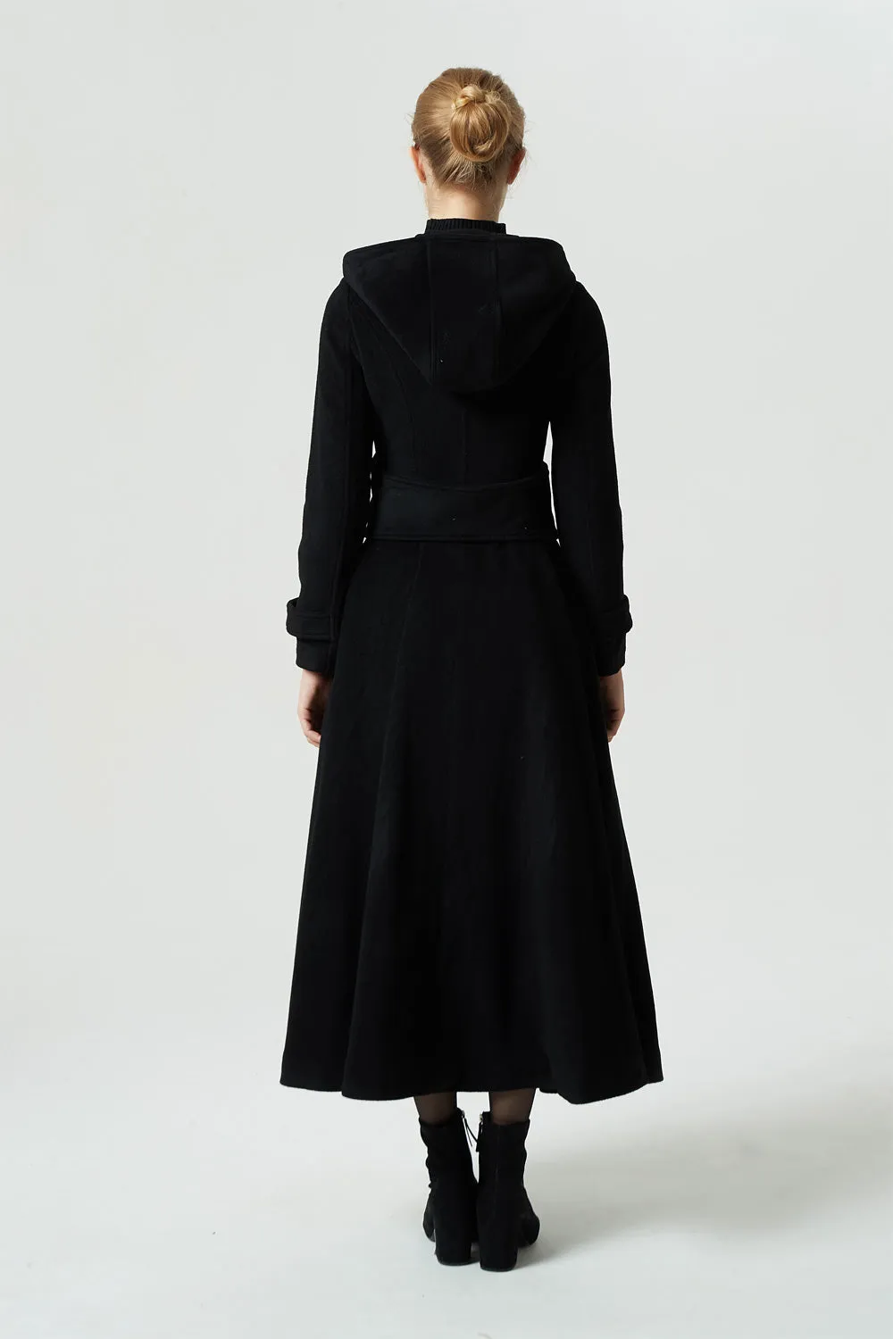 hooded maxi wool coat womens winter coat 1953#