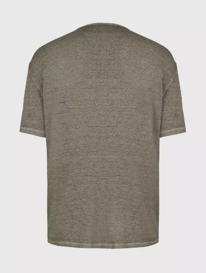 John Varvatos MEN Slim Fit Ribbed Henley Burn Out Tee