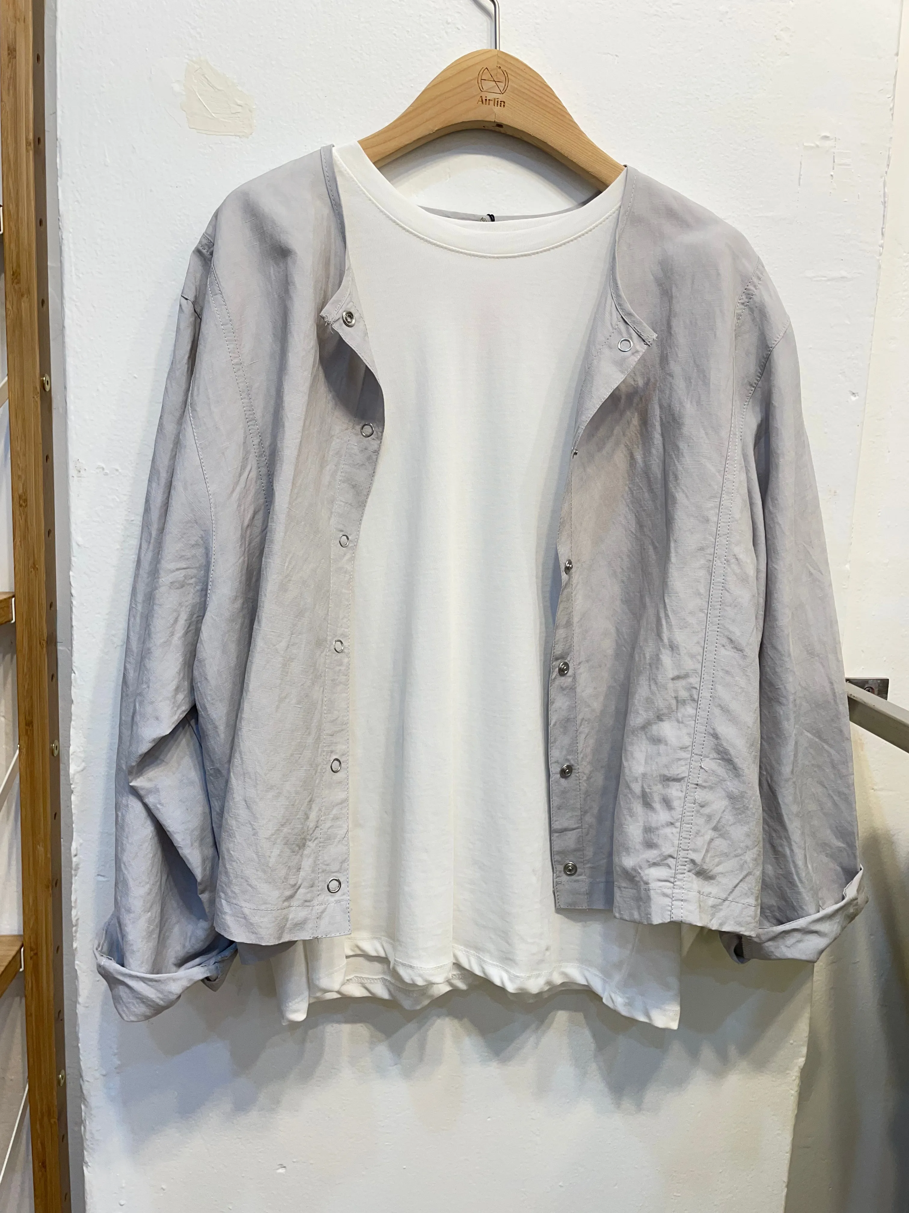 Linen oversized light grey jackets