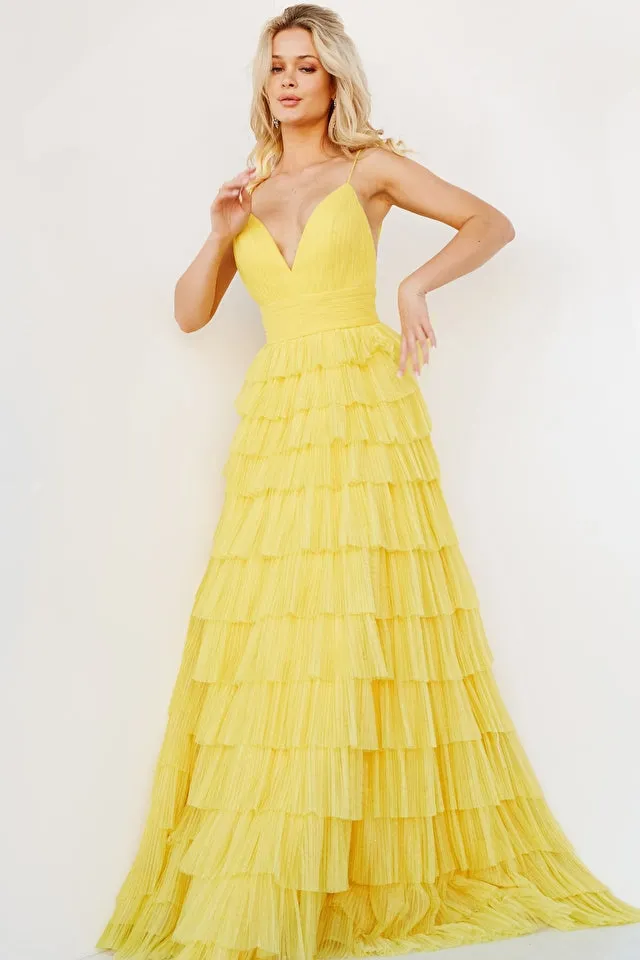 Logan | Tulle Tiered Skirt Maxi Dress | Jovani 08480