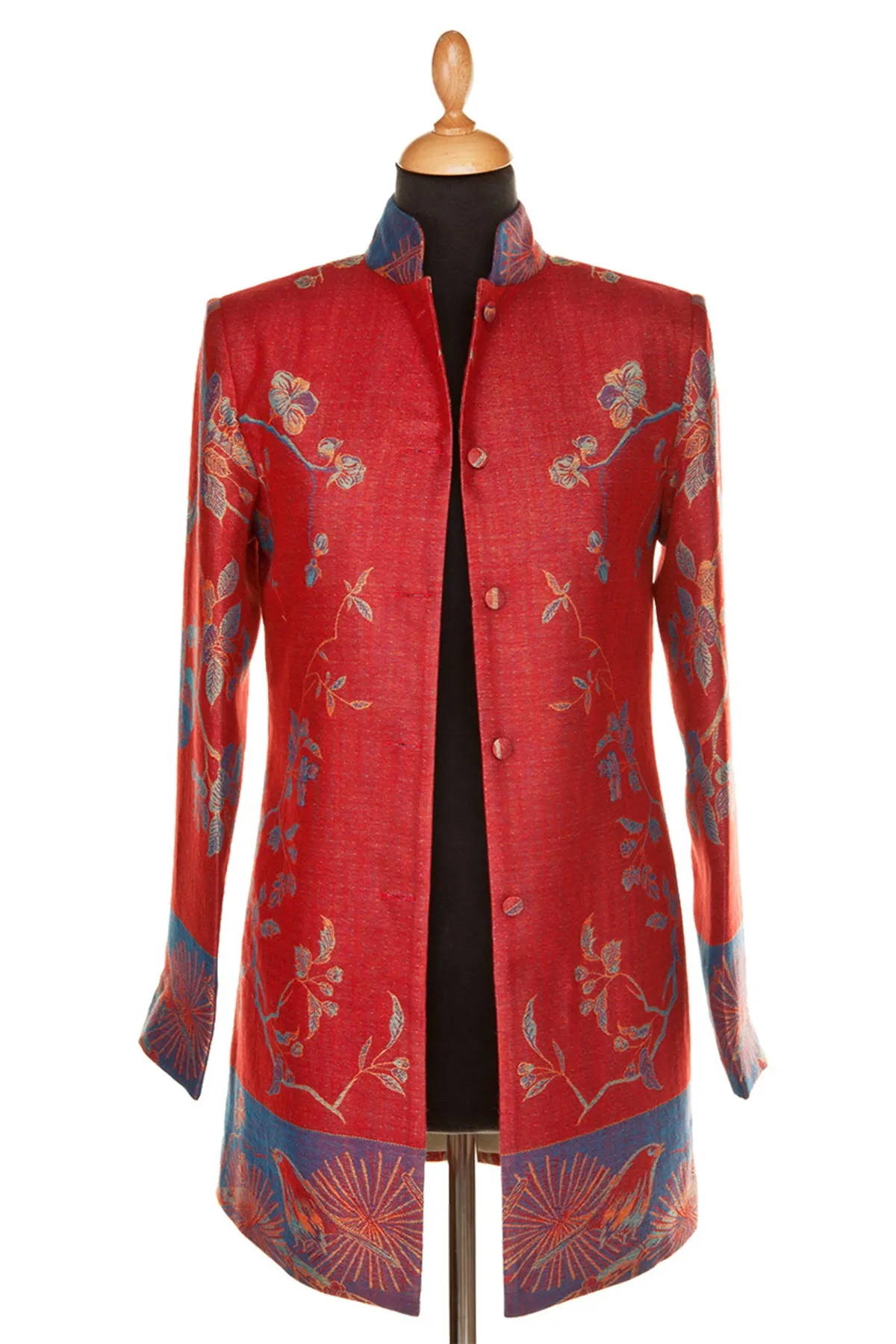 Long Nehru Jacket in Venetian Red