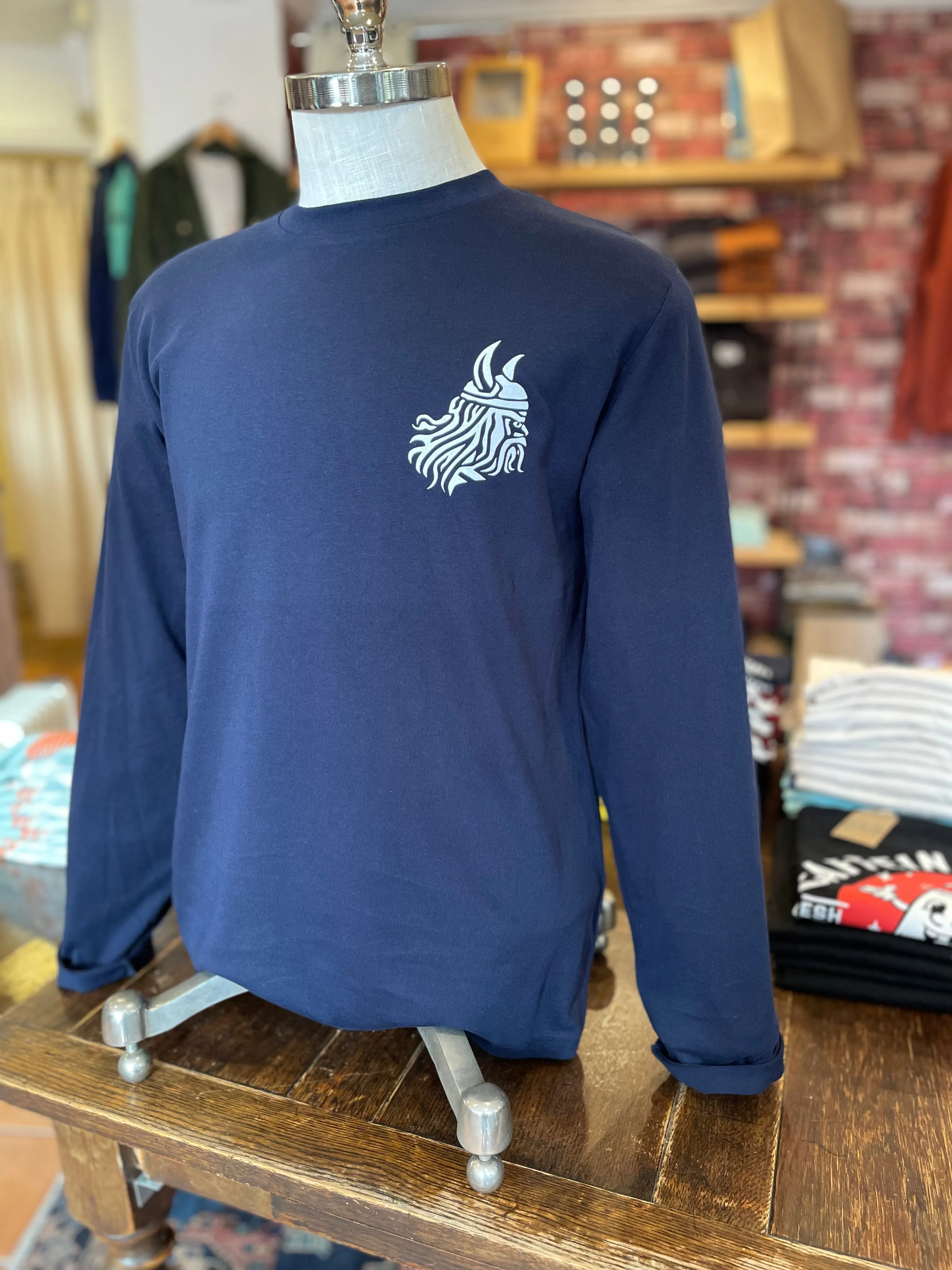 Long sleeved Viking t-shirt, navy blue