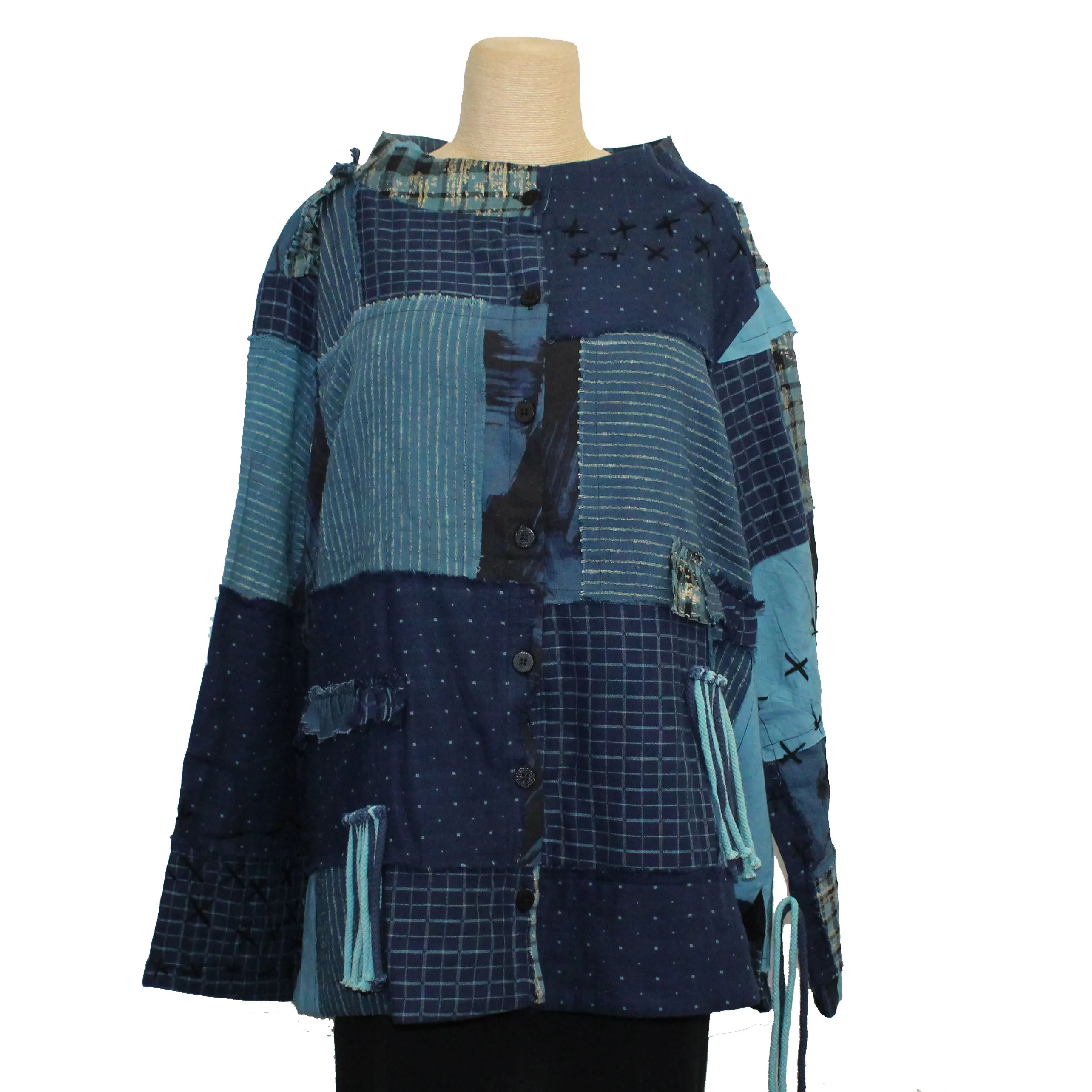 M Square Hazel Shirt/Jacket, Patchwork Blues  M/L