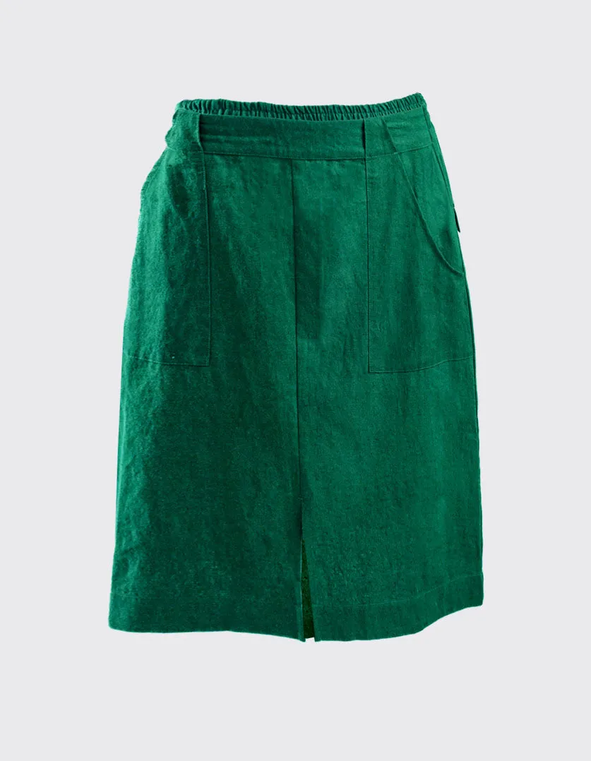 Maya Skirt Emerald Green in Linen